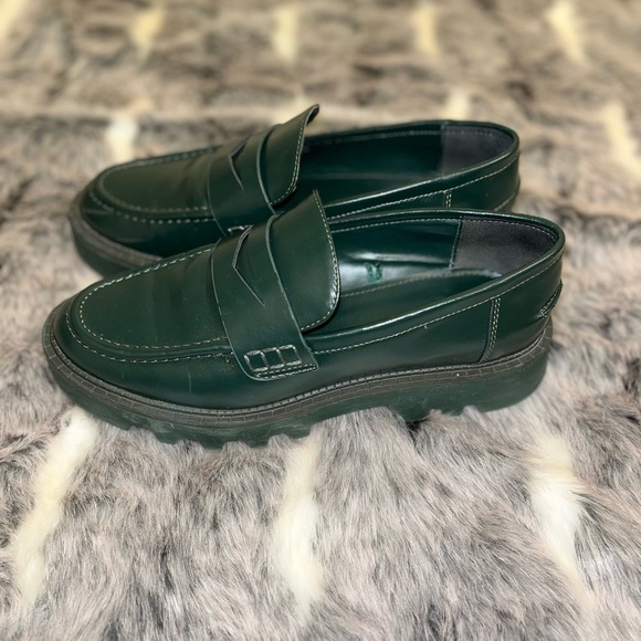 ZARA loafers shoes platform dark green in size 37 - Picture 4 of 14